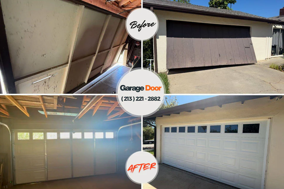 Before and after: garage door repair Purdy, WA